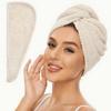 Solid Color Hair Towel Textured Dry Hair Cap 9.8 "X 25.5" Absorbent Hair Towel Wrap for Button-down Women