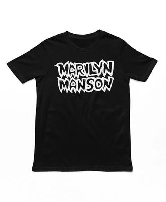 Marilyn Manson Classic Logo T Shirt Mens Rock and Roll Band Tee New Black