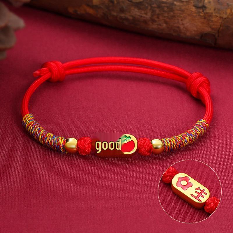 Brățară Etnică Nouă cu Șnur Roșu cu Accesorii din Aliaj Electroplacat pentru Bărbați și Femei - Design în Cinci Culori pentru Festivalul Bărcilor Dragonului.