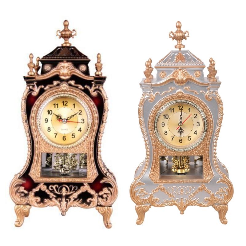 Traditional Antique Tabletop Clock 12 Different Melodies Precise Hourly Reminder Carvings Pendulum Mantels Clock Gift