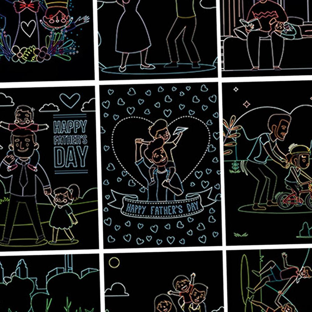 9 Pieces Scratch Paper Art Craft Kits Interactive Drawing Notes Boards Sheet for Gift Wrapping