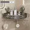 Bathroom Triangle Non Perforated Wall Mounted Toilet Suction Cup Storage Rack