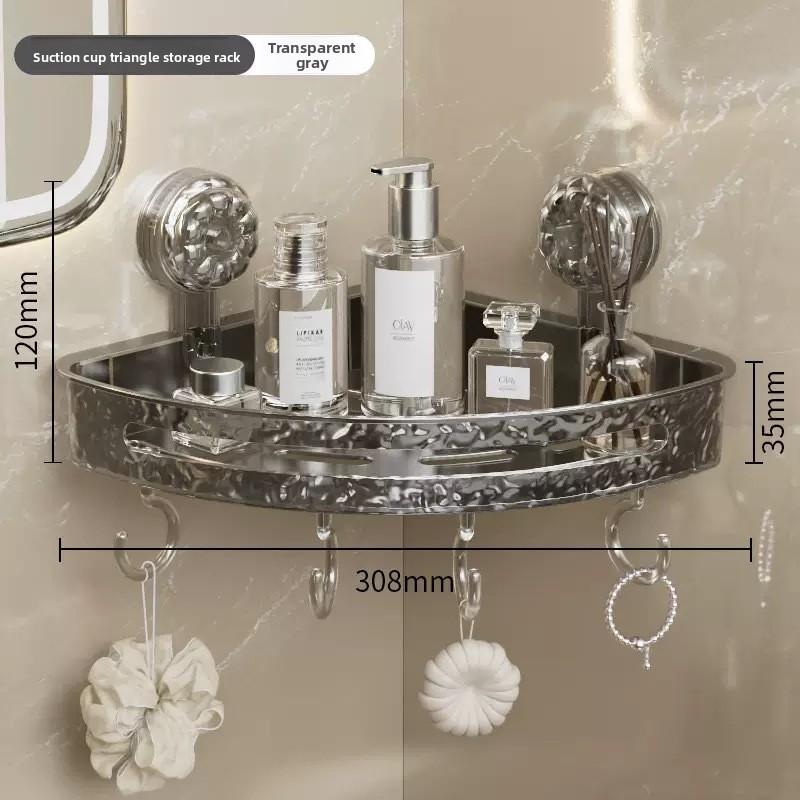 

Bathroom Triangle Non Perforated Wall Mounted Toilet Suction Cup Storage Rack ordinary head прозорий/сірий колір