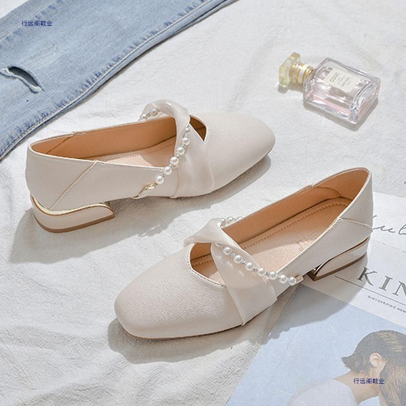 Mary Jane women's shoes new summer mid-heel skirt thick heel single shoes women's soft sole not tired feet Doudou shoes