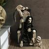 Evil Grim Reaper Statue Reaper On Bone Throne Statue With Scythe For Halloween Spooky Gothic Decoration Sculptures Fantasy Decor