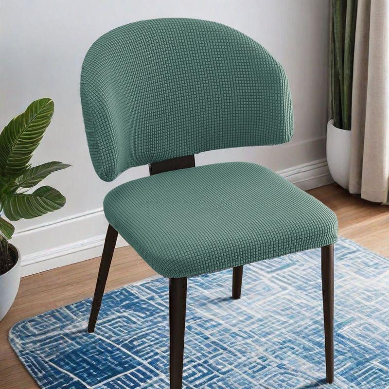 

Full Coverage Solid Color C-Shaped Back Arched Chair Cover Simple Stretch Split Design for Home Dining Room Chair Slipcover 1pcs