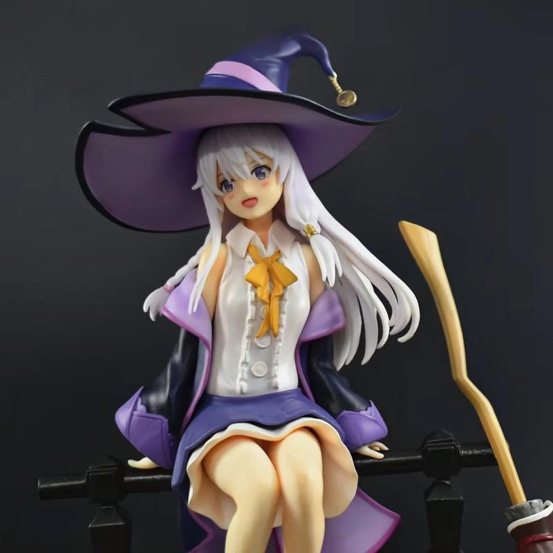 Anime Gray Witch Girl Figure Pvc Abs Material With Scene Base Boxed Collectible Model Desktop Decoration Ornament Gift For Anime