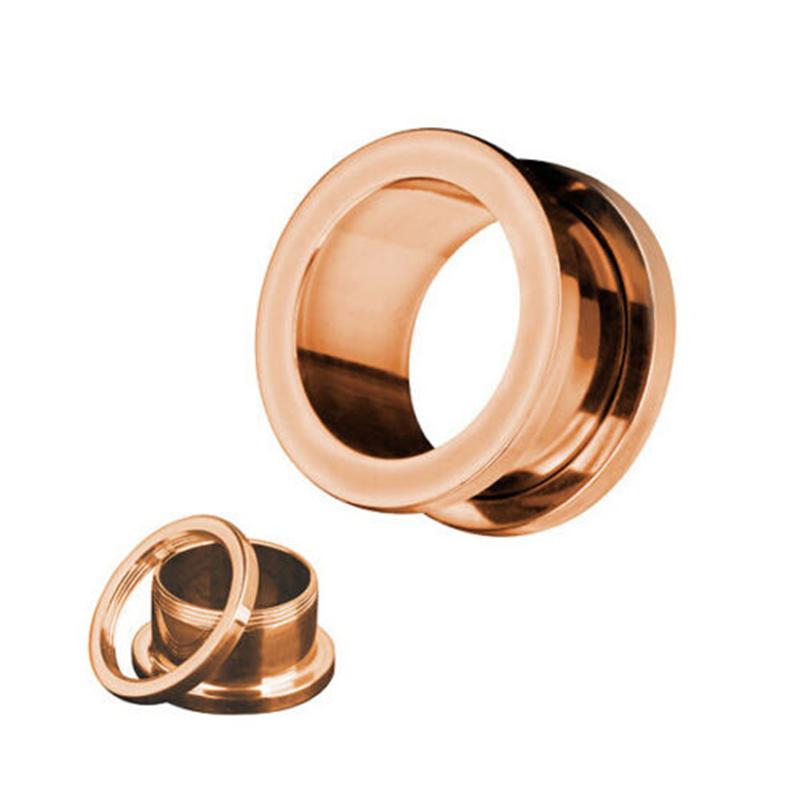 

2 шт. Вушні датчики Заглушки Подвійні розкльошені пірсингові тунельні розширювачі Розтяжки Сережки Прикраси для тіла 5mm рожевий колір золота