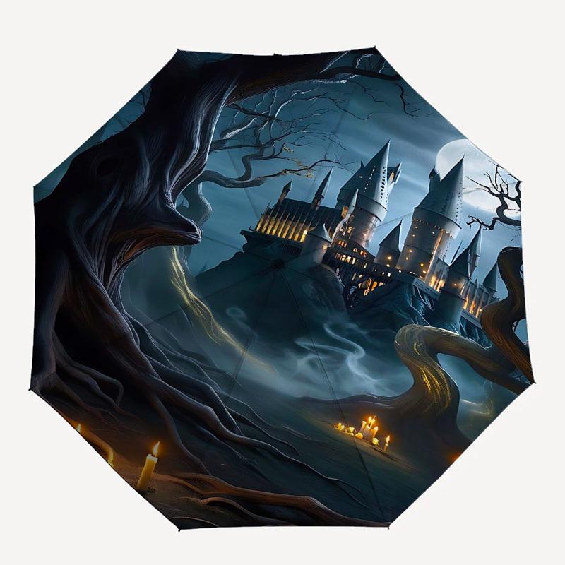 

1pc Hogwarts Harry Potter Automatic Folding Umbrella - Compact 8-Rib Design, Durable Plastic & Iron1425L