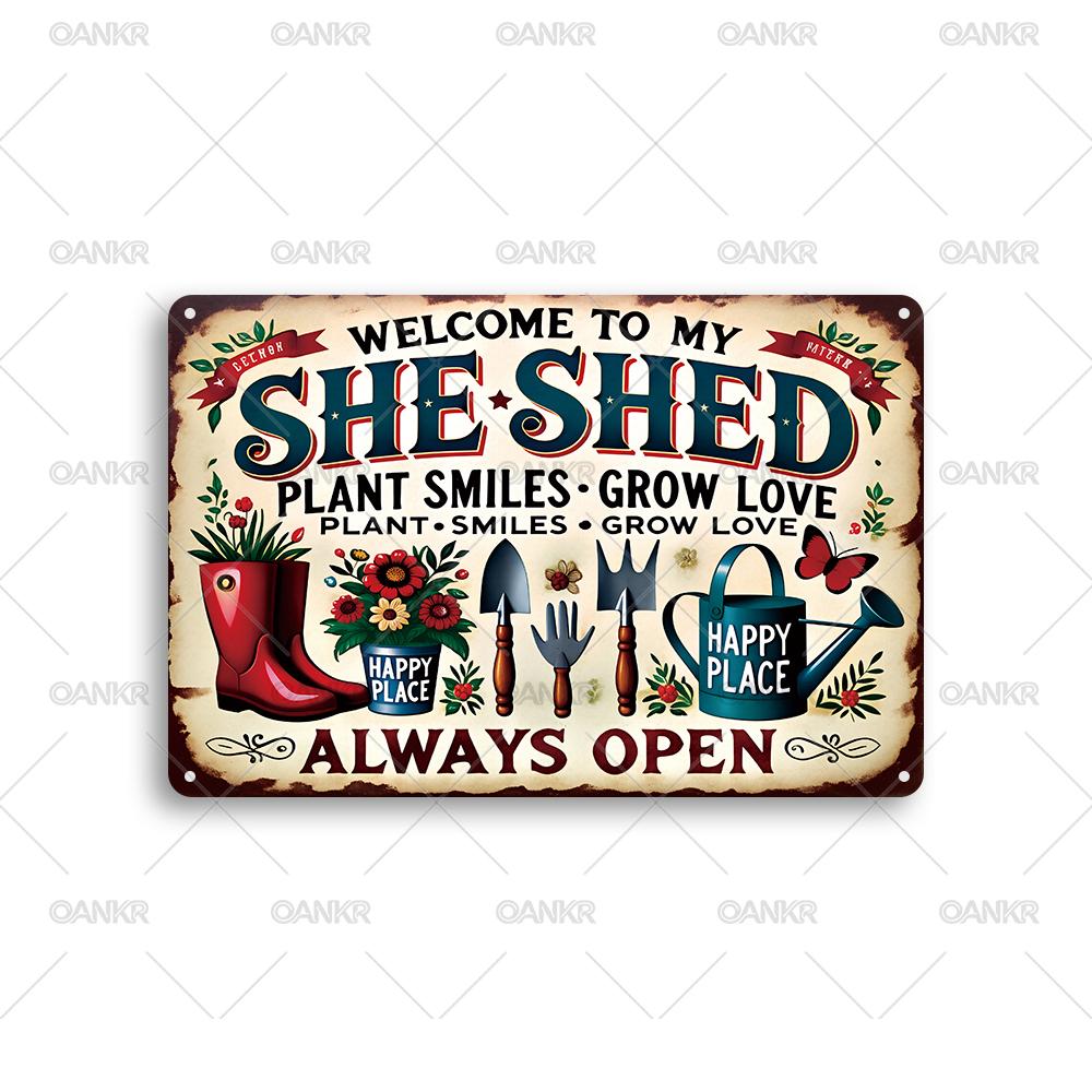 

Vintage Metal Tin Sign Welcome To My She Shed Art Poster Metal Signs for Bar Garden Home Wall Decor Plaque Accessories 20x30cm（7.8x11.8inch）