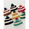 Korean Style Knitted Hat Advanced Stripes Cover Head Cap Fashion Couple Hat  Christmas Gift