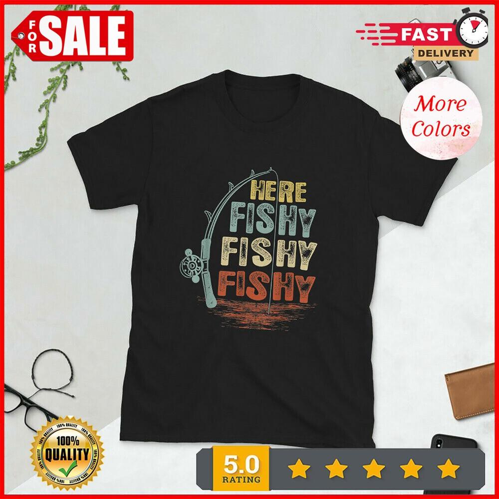 2025/Vintage Here-Fishy Shirt Funny Fishing T-Shirt. Unisex T-Shirt M