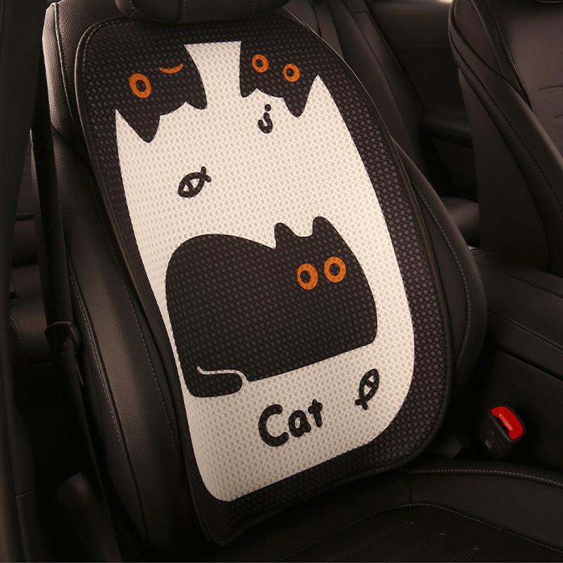 Neuer Autositzbezug für Damen mit süßem Cartoon-Katzen-Motiv, universelles Autokissen, atmungsaktiv, rutschfest, für vier Jahreszeiten, Auto-Innenausstattung