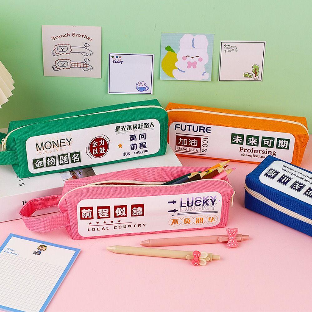 

Large Capacity Stationery Bag Desktop Organizer Canvas Pencil Bag Kawaii School C