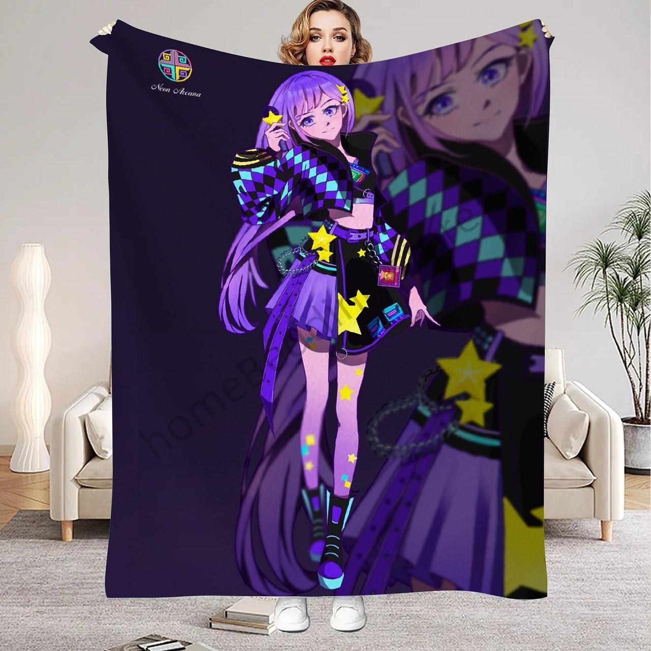 

Aster KPop Blanket NEON ARCANA Blanket Girls Boys Plaid Throw Blanket Kids Gift 3D Printing Bed Blanket Girls Gift Decoration 75x100cm (30x40inch)
