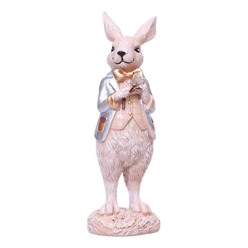 Friendly Easters Rabbit Resins Ornaments for Holiday Decoration and Indoor Display
