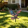 4th of July Garden Stake Stars And Stripes Eagle Yard Art Stake Patriotic Outdoor Decoration with Ground Stake for Flower Bed Lawn