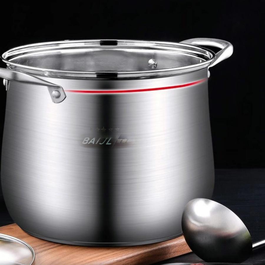 Jiagao Soup Pot SUS304 Stainless Steel Super high Soup Pot Boiling Soup Pot Soup Steaming Pot Fudi Household Cooking Congee Soup