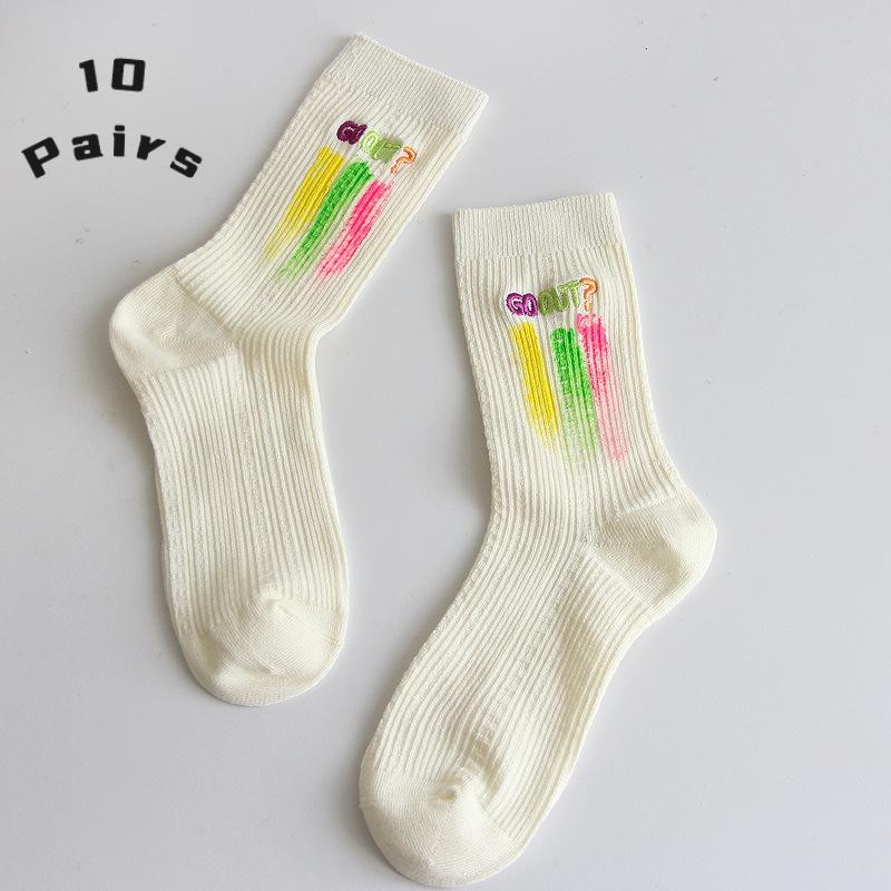 

10 пар носков, женские носки, трендовые носки, спортивные носки с брызгами чернил, граффити, вышивкой букв One Size