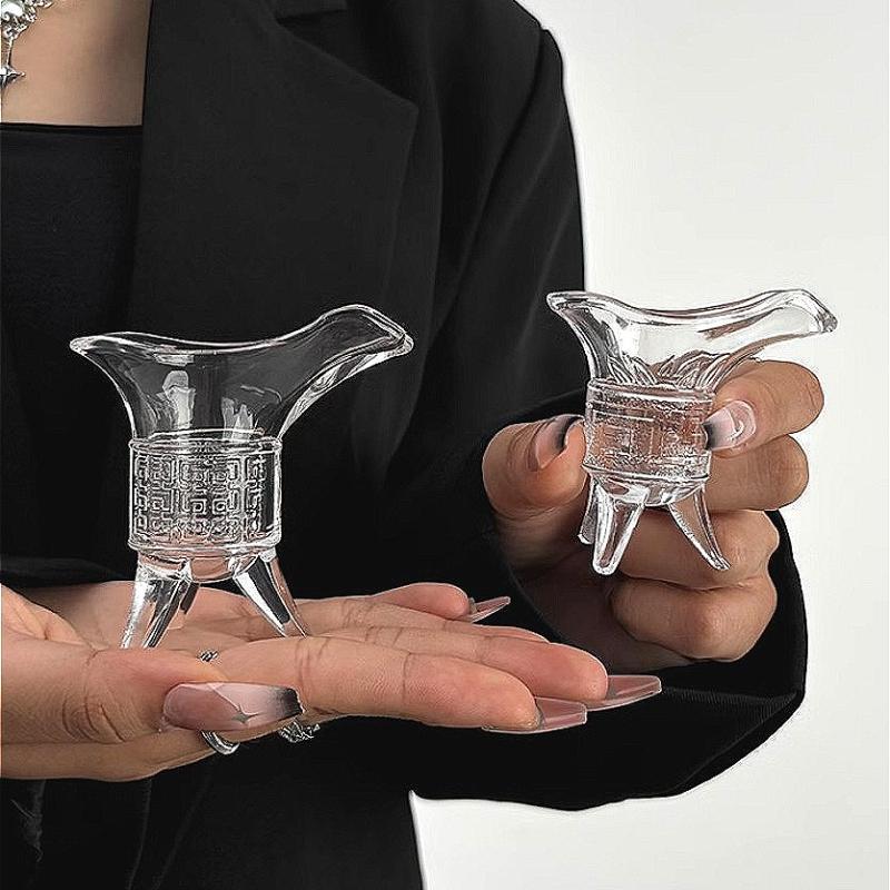 10ml/20ml/30ml Ancient Imperial Wine Glass Home Creative Transparent Three Legged Glass Cup Chinese Style Wine Glass Spirits Cup