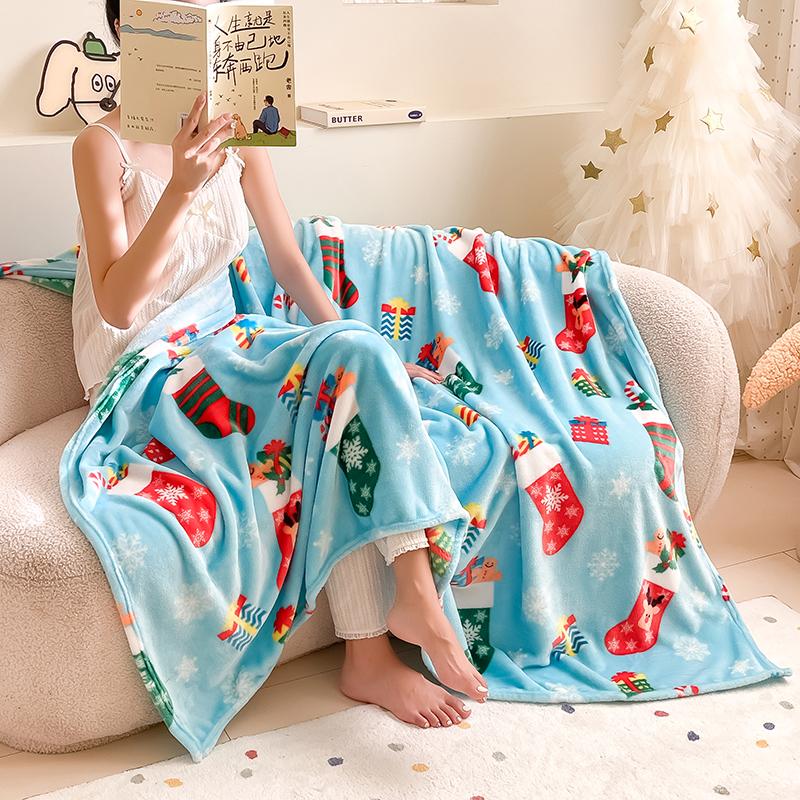 Cute Dog Winter Thick Blanket Flannel Sofa Cover Blanket Nap Office Shawl Air Conditioning Warm Blankets for Used For Bedroom