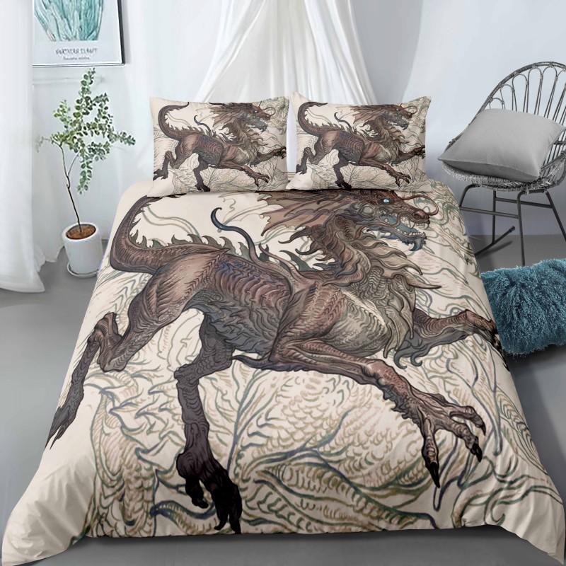 Dragon Head 3D Duvet Cover Set For Bedroom Decor Dragon Bedding Sets King Queen Size Bed Set Home Textiles Bedclothes 2/3pcs