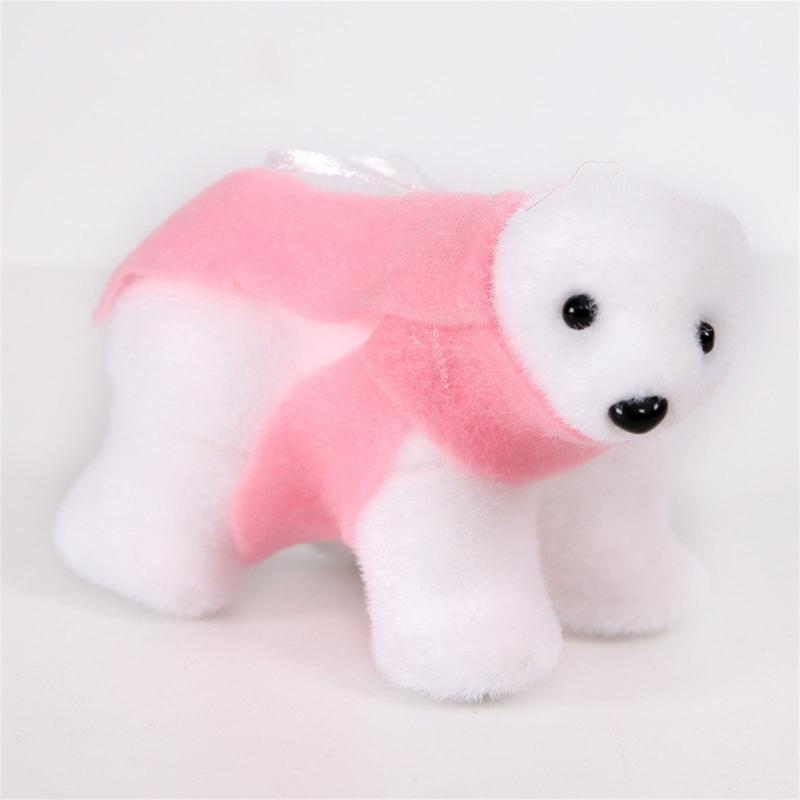 Plush White Bear with Scarf Ornaments Christmas Doll Pendant for Christmas Tree Home Decorations Cartoon Pendants Gift