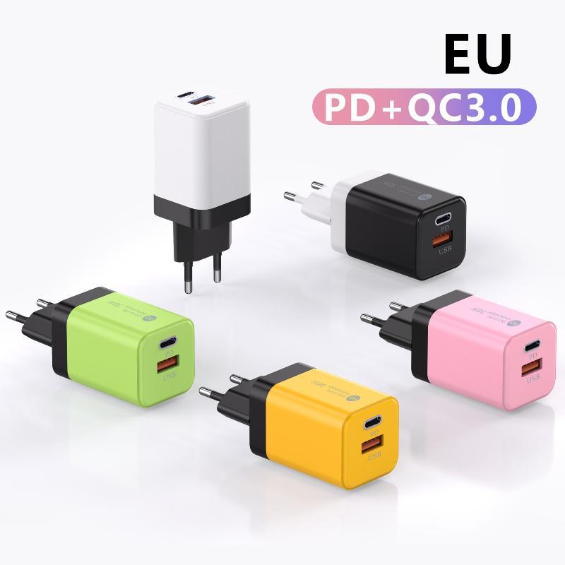 20W US Fast Wall Charger Dual PD USB Ports High Speed Charging for Smartphones Tablets Earbuds Small Digital Devices