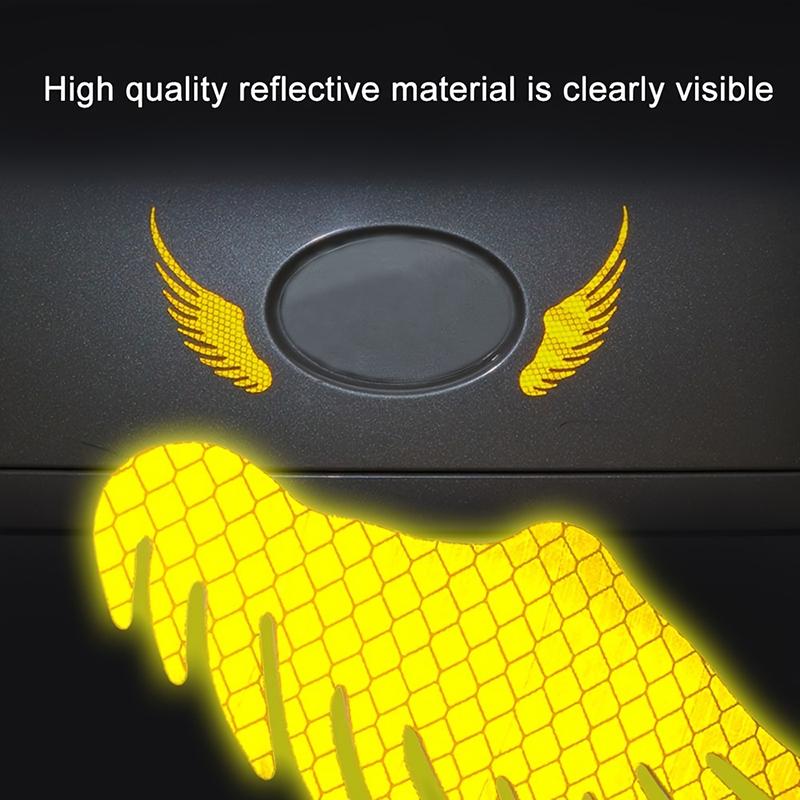 Car Sticker Safety Warning Reflective Angel Wings Reflective Warning Sign Funny Bike Decal Sticker Motorbike Reflective Sticker