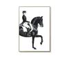 Classic Canvas Painting for Home Decor, Black Horse, Orange Horse, Racing, Wall Art, Riding Woman Pictures, Living Room