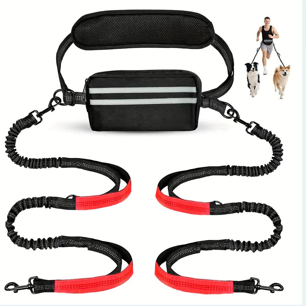 Outdoor Sports Pet Leash and Waist Pack with Lumbar Support, One-to-Two Pet Rope