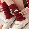 New Year'S Day Red Medium Tube Leggings Leg Cover Women'S Knitted Warm Sweet Butterfly Autumn And Winter Stacking Socks Cover Vertical Calf Socks