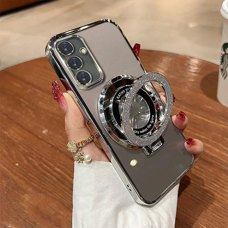 Glitter Bracket Gradient Case for Samsung Galaxy S25 S24 Ultra S23 S22 S21 Plus S20 FE A54 A55 A15 A35 A53 A34 A52 Bling Cover