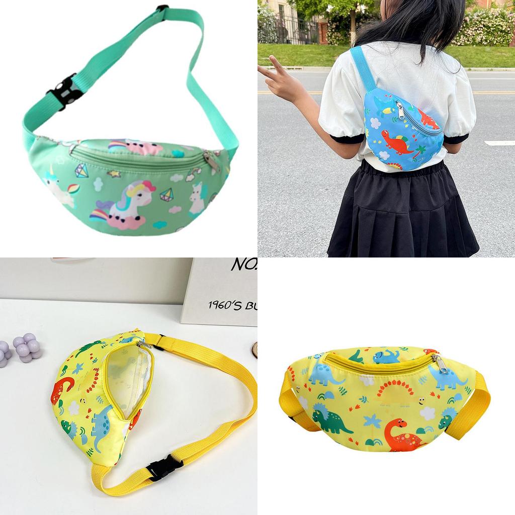 Cute Unicorn Kids Waist Bag Cartoon Dinosaur Shoulder Bag Nylon Material Lightweight And Theft-proof