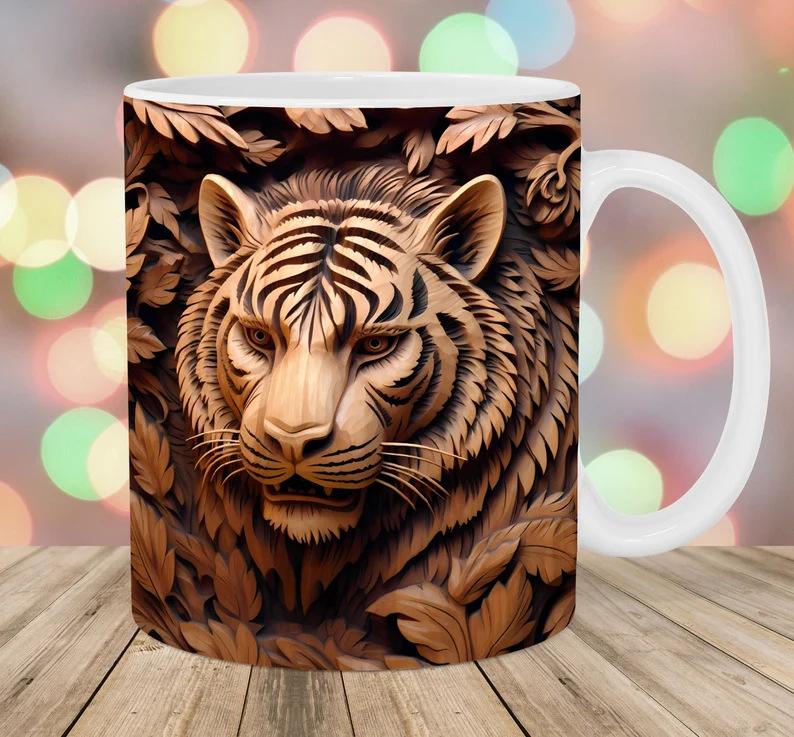 3D White Tiger Tiger Ceramic Coffee Mark Cup Tea Cup New Animal Animal New King Of The Forest