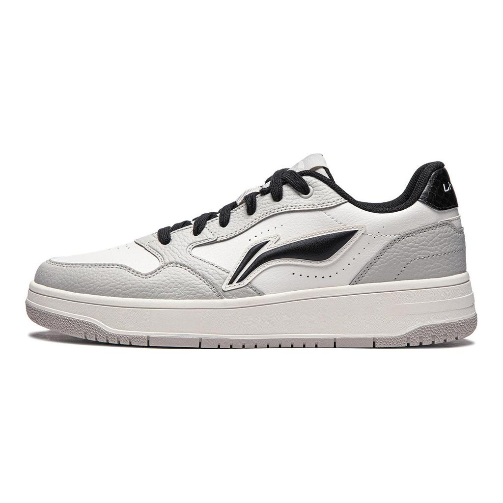 Li Ning Tianji Soft Slip Resistant Cushioning Abrasion Resistant Low Top Skateboard Shoes Men's White Gray Black AGCU271-3