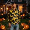 Men's Long Sleeve Button-Down Halloween Print Shirt for Casual Party Wear