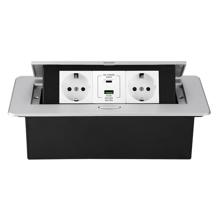 UK Standard 13A/220V Power Socket with Fast Charging USB Type-C for Desktop Counters