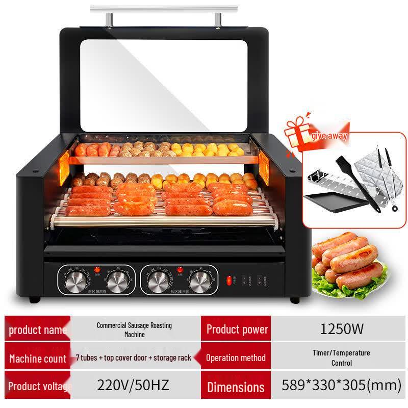 Commercial 7-Roller Stainless Steel Hot Dog Machine