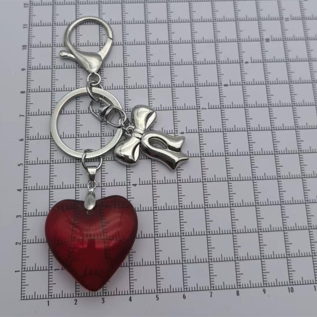 

Y2k Big Heart Keychain Resin Copper Color Key Ring For Women Girls Friendship Gift Car Handbag Decoration