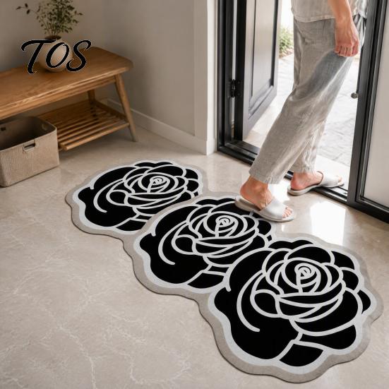 Anti-slip Mats for Bathroom Flowers Rug, Diatomaceous Earth Bath Mat, Super Absorbent Non-slip Water Bedside Rugs Floral Rose Sunflower Mat