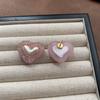 Pink Romantic Heart Stud Earrings - Exquisite Layered Soft Luxury