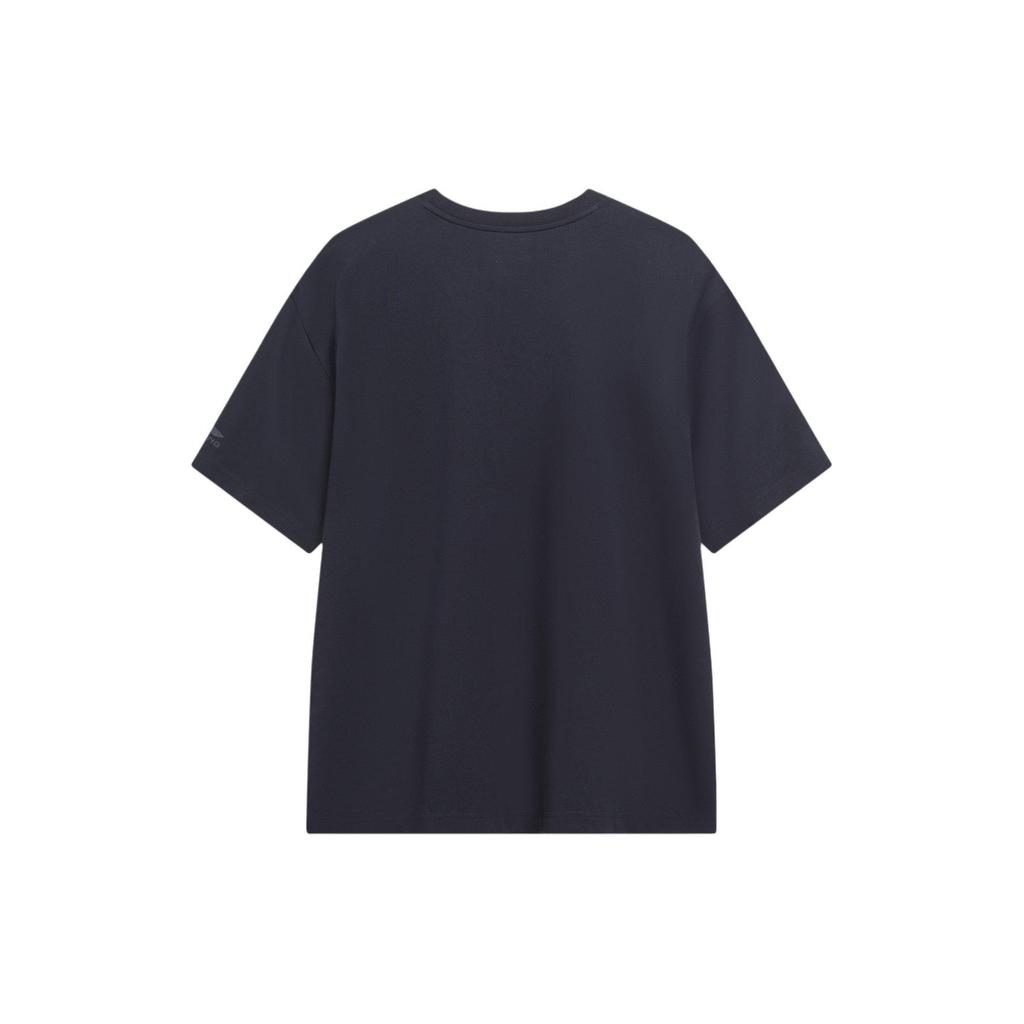 Li-Ning Logo Printed Round Neck Drop Shoulder Loose Comfortable Pullover Short Sleeve T-Shirt Men T-Shirts Black AHSU795-1
