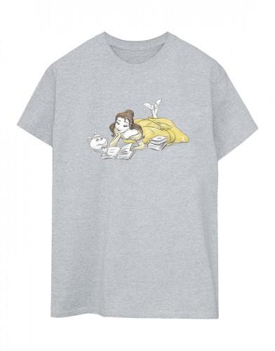Disney Womens/Ladies Beauty And The Beast Belle Reading Cotton Boyfriend T-Shirt