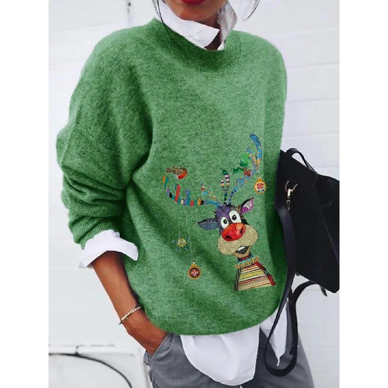 YYFS Women's Fashion Casual Leopard Print Spring Fall Long Sleeve O-Neck Pullovers & Long Sleeves