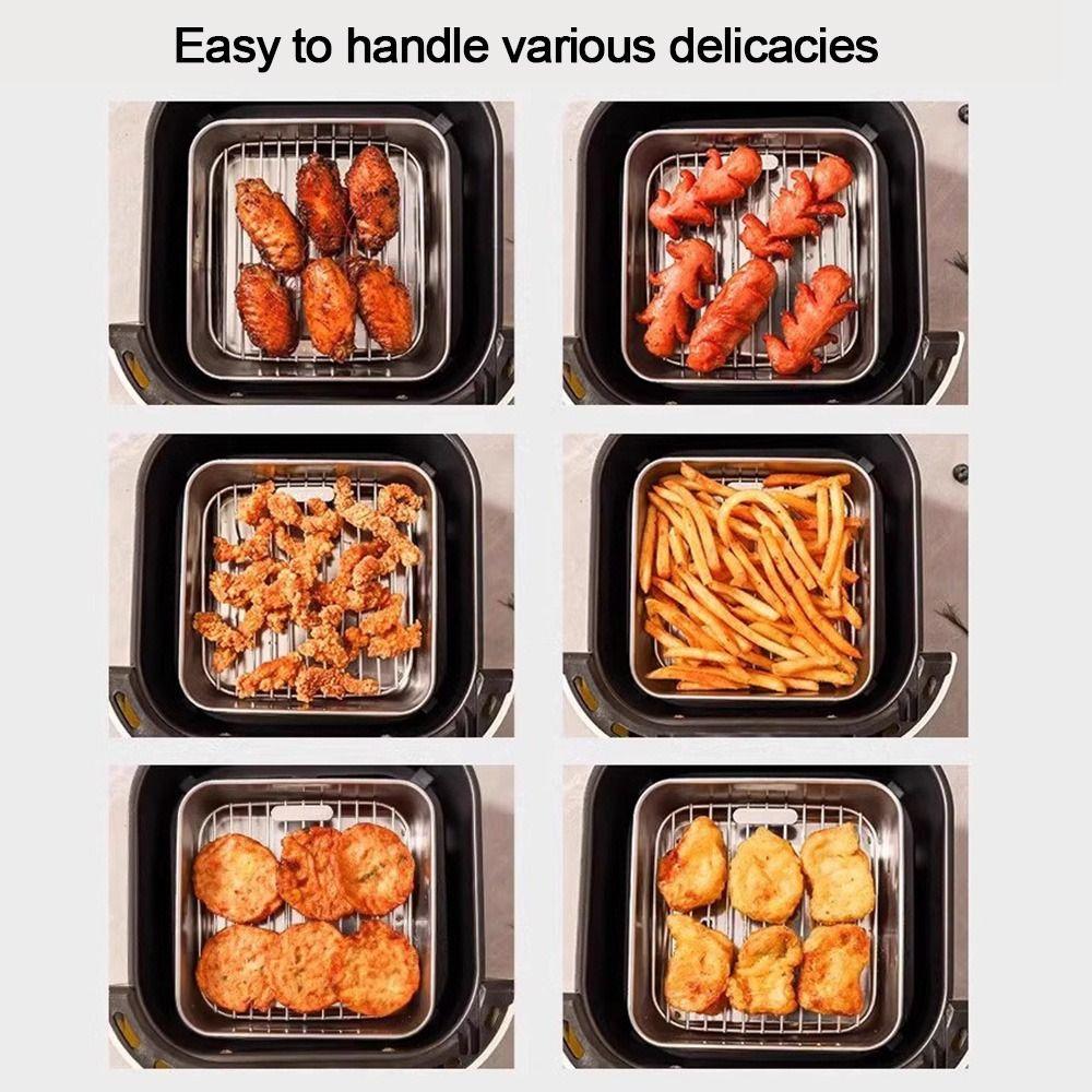 Portable Round Square Cooking Rack With Foot Thicken Air Fryer Rack 304 Stainless Steel BBQ Net Home Kitchen Oven Steamer Cooker