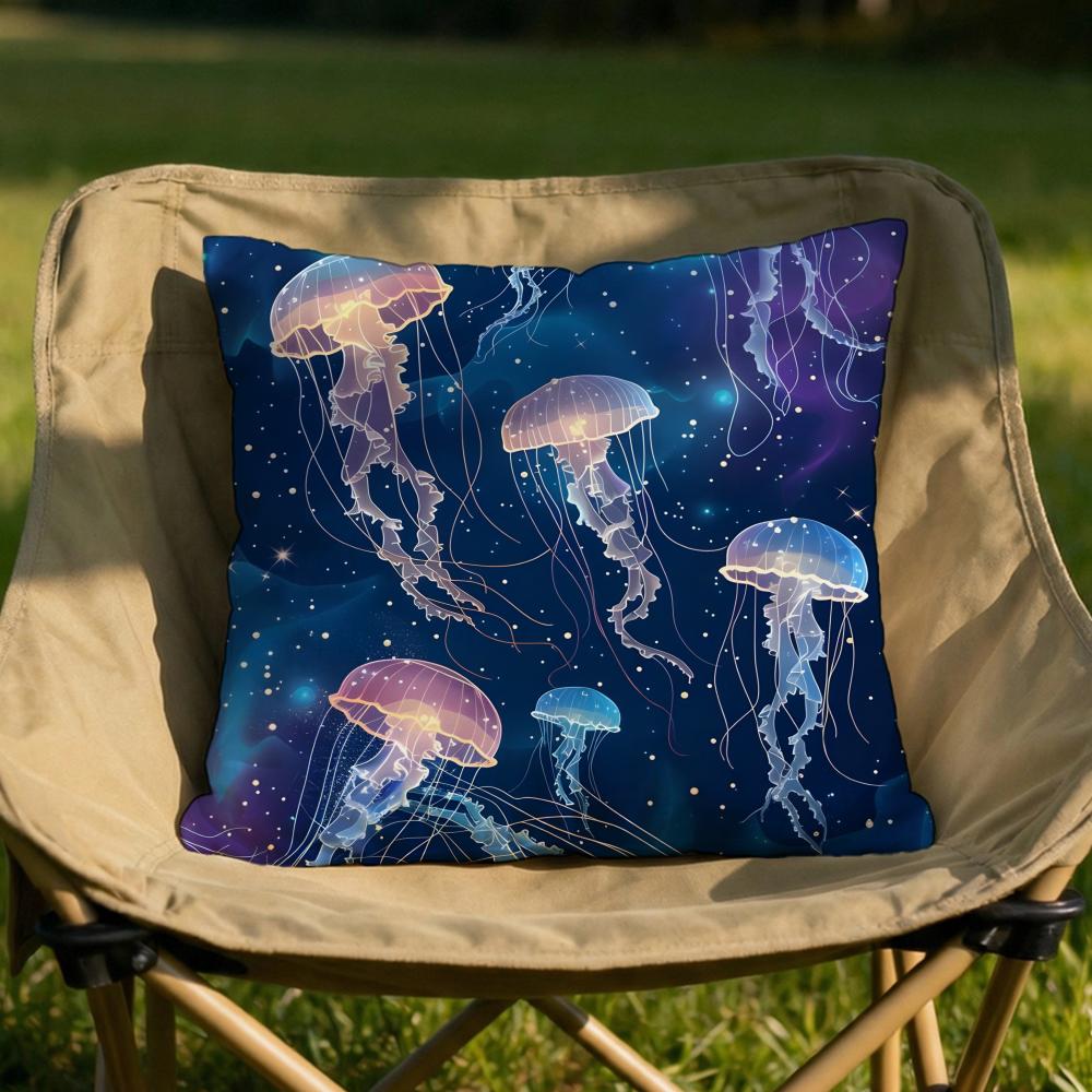 Marine Life Jellyfish Cushion Cover Soft Reversible Durable Pillow Cover MultiScene Use for Home Car Daily Comfort