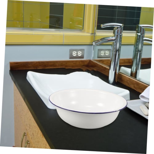 ASAKKURA Enamel Foot Wash Basin, Footbath Tub, Home Footbath, Metal Basin, Durable Retro Design, Foot Washing Bucket, Easy to Clean, Old-Fashioned Foo