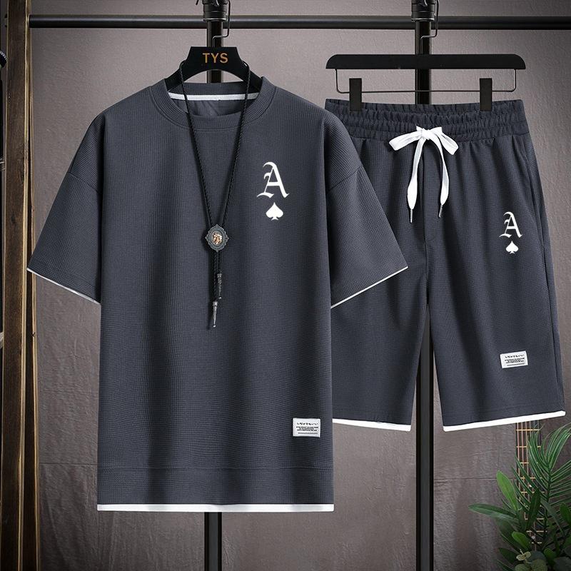 Modischer lässiger Herren-Sportanzug kurzärmeliges T-Shirt und Outdoor-Sommer-Sporthose zweiteiliges Set täglich lässig