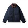 American Retro Diamond Shaped Quilted Corduroy Collar Loose Shoulder Autumn Winter Cotton Padded Workwear Jacket for Men Amekaji
